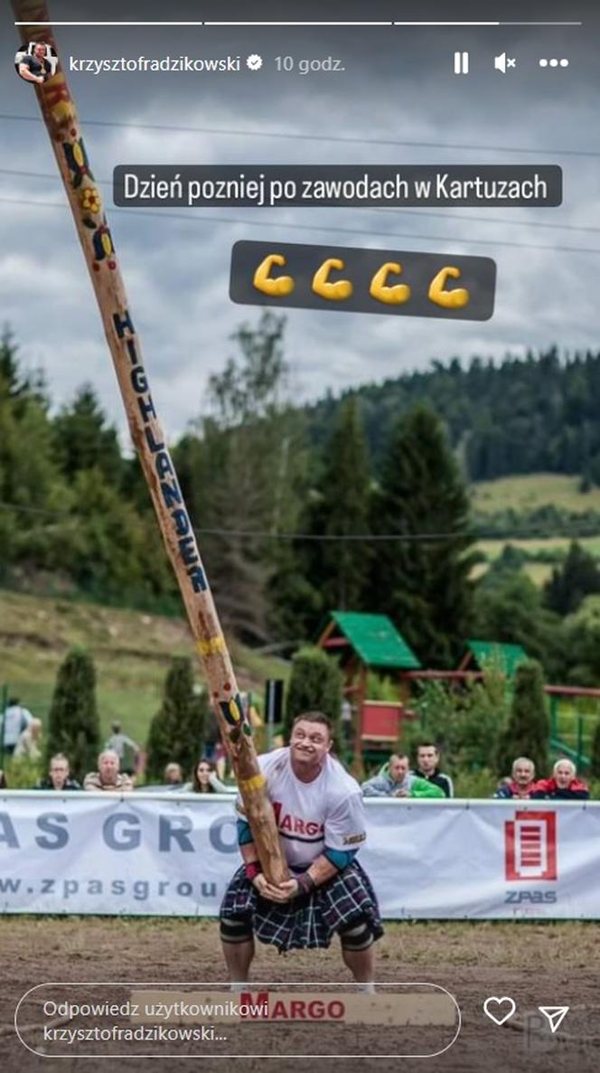 Krzysztof Radzikowski na zawodach strongman w Kartuzach