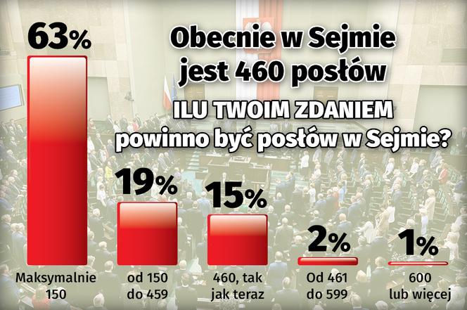 Obecnie w Sejmie  jest 460 posłów. Ilu Twoim zdaniem  powinno być posłów w Sejmie?