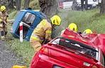 Wypadek w Gościeradowie Folwarku. Dwa auta wylądowały w rowie