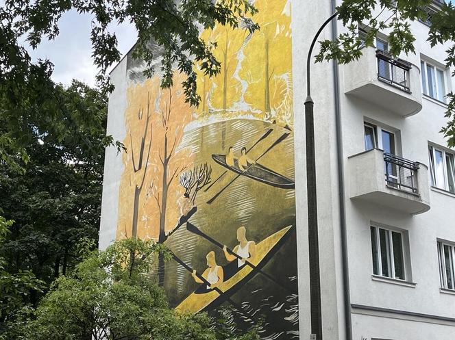 Warszawski mural Kajakarze