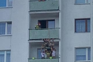 Horror w Toruniu. Mężczyzna zawisł na ósmym piętrze