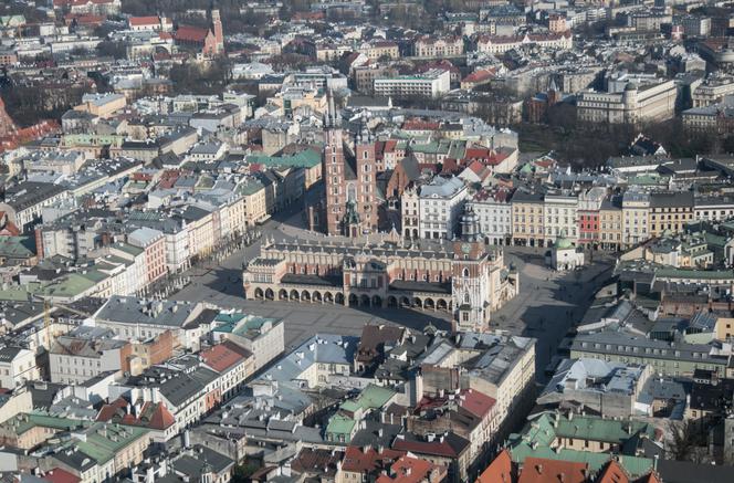 Kraków z lotu ptaka w czasie kwarantanny