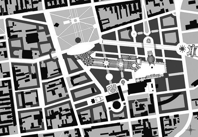 Fragment masterplanu Nowego Centrum Łodzi autorstwa Roba Kriera