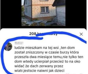 Dom we wsi Wyryki zniszczony przez burzę, a nie drona? Bzdura!