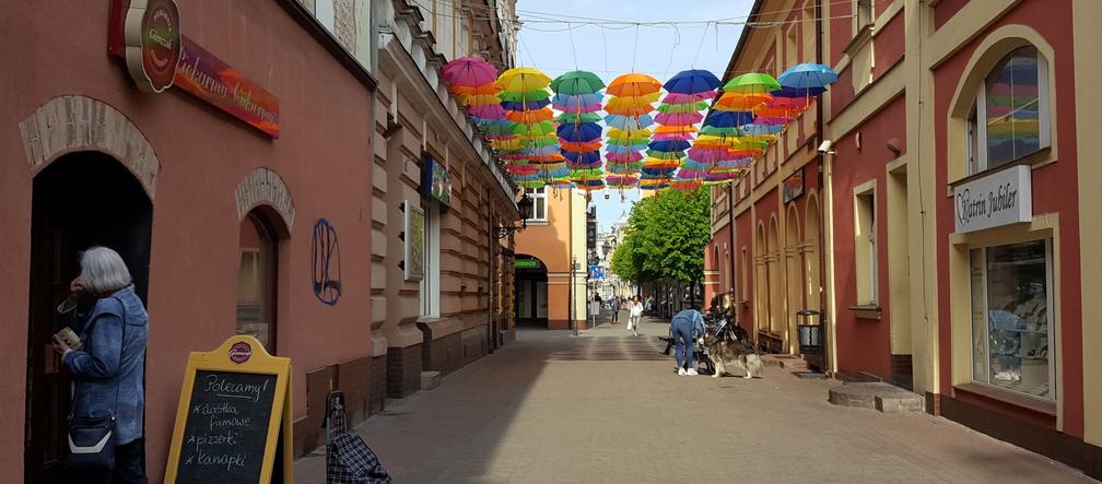 Leszno znów zdobią parasolki. Mienią się nad ul. Wróblewskiego kolorami tęczy