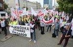 Protest związków zawodowych PKP Cargo i Poczty Polskiej w Warszawie