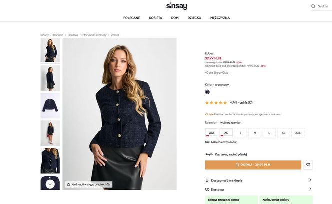 Marynarki i żakiety Sinsay