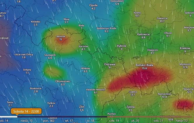 Niż genueński. Prognozowane opady deszczu na południu Polski