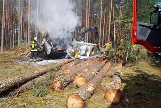 Pożar kombajnu zrębowego