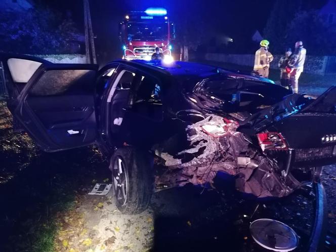 Po pijaku i bez prawka rozbił się na drzewach. Ogromna siła uderzenia.