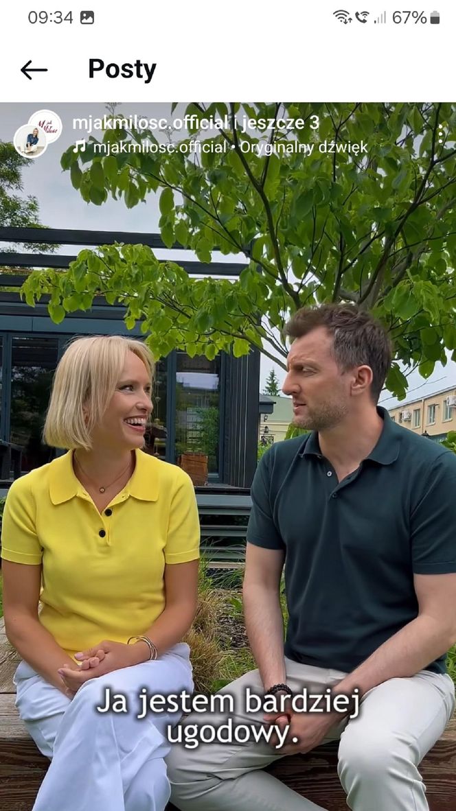 M jak miłość na planie. Dorota (Iwona Rejzner), Bartek (Arkadiusz Smoleński) 