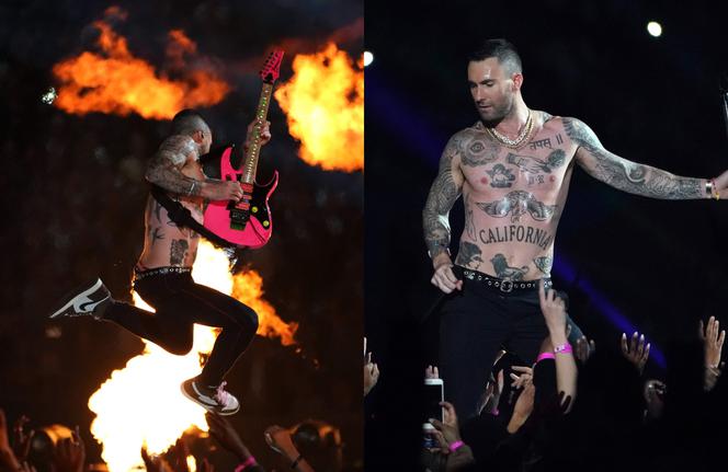Maroon 5 i Adam Levine podczas Super Bowl 2019