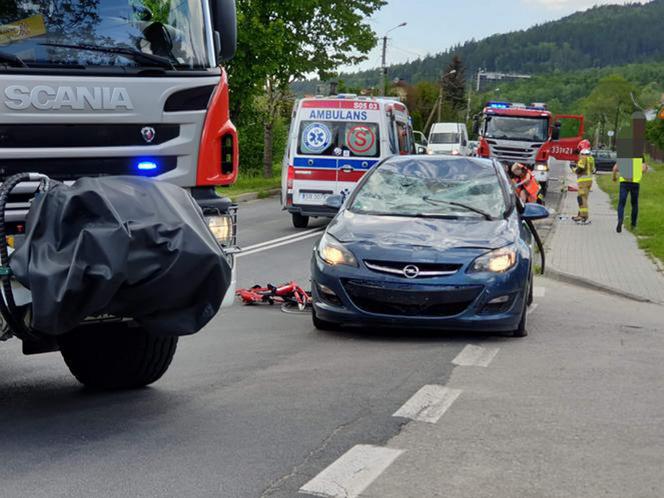 Wypadek rowerzystek w Wilkowicach