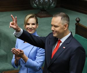 Marta Nawrocka cała na niebiesko zachwyciła w Sejmie  
