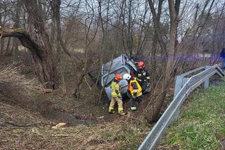 Lubaszowa. Kierujący citroenem wypadł z jezdni i wpadł do rowu