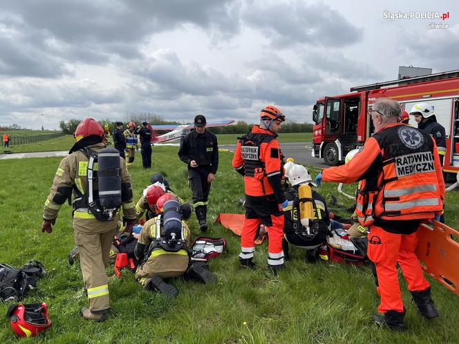 Wypadek awionetki w Gliwicach. Na szczęście były to tylko ćwiczenia 