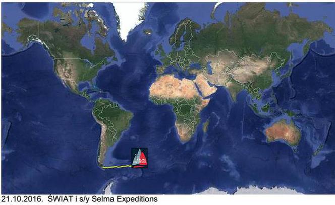 Pozycja Selmy na mapie świata w dn. 21 października 2016 r.