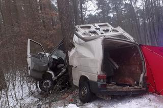 Śmiertelny wypadek w Lidzbarku. Bus uderzył w drzewo. Nie żyje młoda kobieta