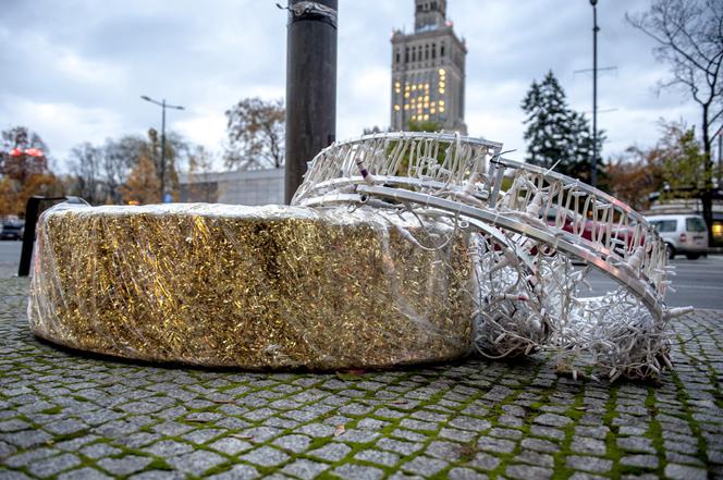 Iluminacja świąteczna 2016 Warszawa - montaż