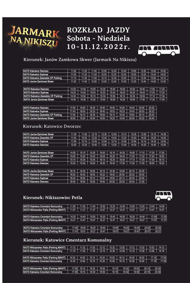 Jarmark na Nikiszu 2022: Dojazd autobusami - rozkład na sobotę i niedzielę