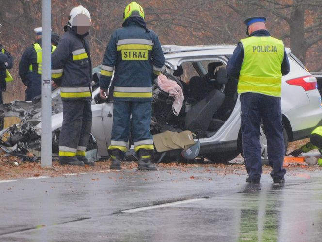 Po uderzeniu w drzewo, z auta wypadł silnik. Kierowca nie miał szans. Zginął na miejscu