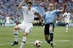 MŚ Rosja 2018. Ćwierćfinał: Urugwaj-Francja: Benjamin Pavard i  Diego Laxalt