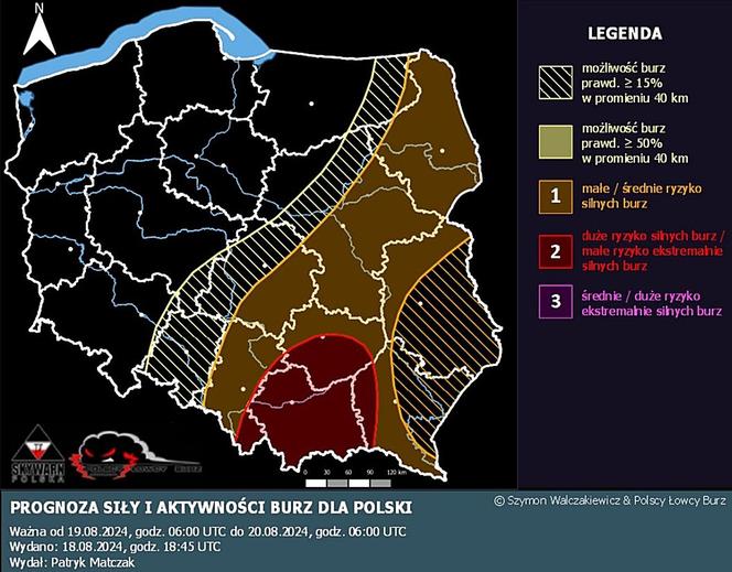 Mapa burz na 19 sierpnia