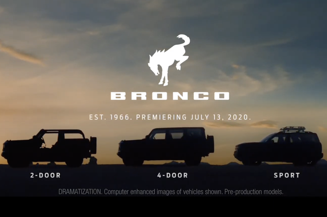 2021 Ford Bronco w trzech różnych wersjach