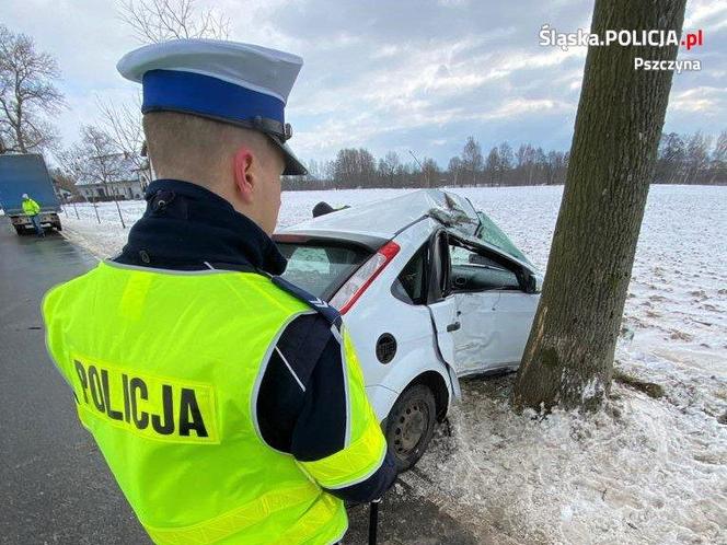 Śląskie: Koszmarny wypadek. 24-latka jechała z dwójką dzieci. Jej auto wbiło się w drzewo. Interweniował LPR