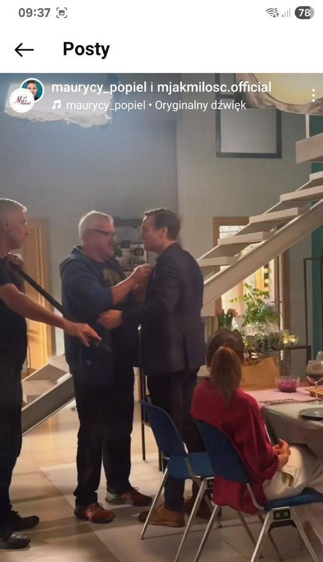 M jak miłość nowy sezon. Olek (Maurycy Popiel), Aneta (Ilona Janyst) na planie