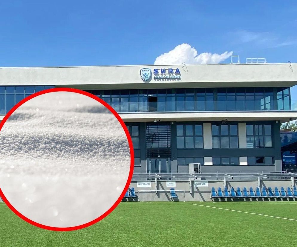 Stadion Skry Częstochowa zasypane śniegiem