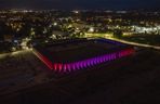 Test iluminacji elewacji stadionu w Nowym Sączu 