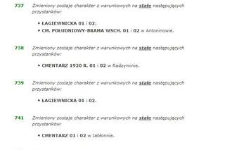 CZĘŚĆ 1      Zmiany obowiązujące w dniach 23-27.10.2017 r. oraz 2.11.2017 r. (poniedziałek-piątek oraz czwartek)