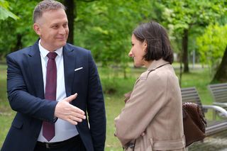 M jak miłość odc. 1883. Agnes Rotke (Amanda Mincewicz), Artur Rogowski (Robert Moskwa)