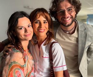 	M jak miłość nowy sezon. Kasia (Paulina Lasota), Mariusz (Mateusz Mosiewicz), Kama (Michalina Sosna) na planie