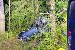 Kierowca seata nie żyje. Auto roztrzaskało się na drzewie. Tragiczny wypadek na DK 65