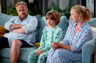 Przyjaciółki 24 sezon odc. 286. Paweł (Bartek Kasprzykowski), Anka (Magdalena Stużyńska), Oliwier (Aleksander Paprocki)