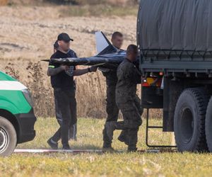 Miejsce upadku rosyjskiego drona w Wohyniu