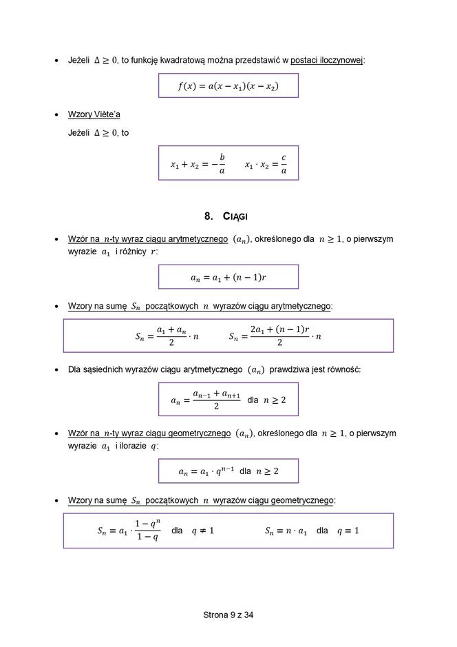 Karta wzorów matematyka matura 2023