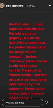 M jak miłość: Olga Szomańska wyjaśnia jak się czuje 