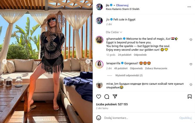 Wypoczywa w Egipcie po szaleństwach w Polsce! J. Lo wije się na hamaku