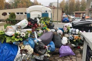 Góra śmieci na cmentarzu w Brzesku