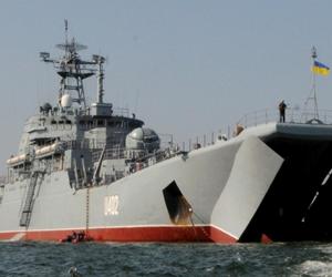 Rosyjski okręt desantowy uszkodzony. Został bezprawnie przejęty w 2014 roku
