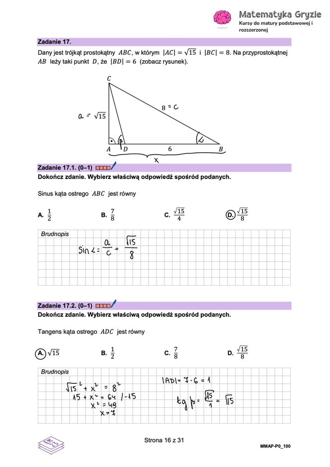 Matura próbna matematyka 2024 - odpowiedzi