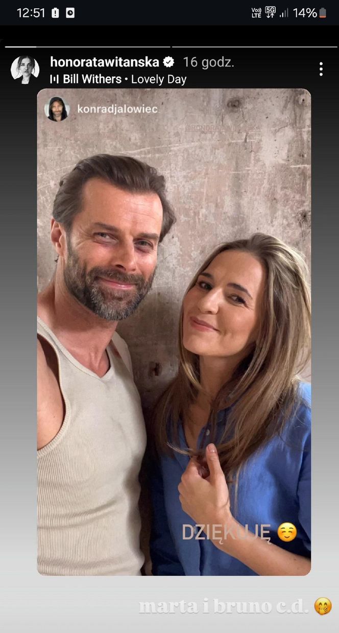 	Pierwsza miłość nowy sezon na planie. Marta (Honorata Witańska), Bruno/ Łukasz Mejer (Konrad Jałowiec)