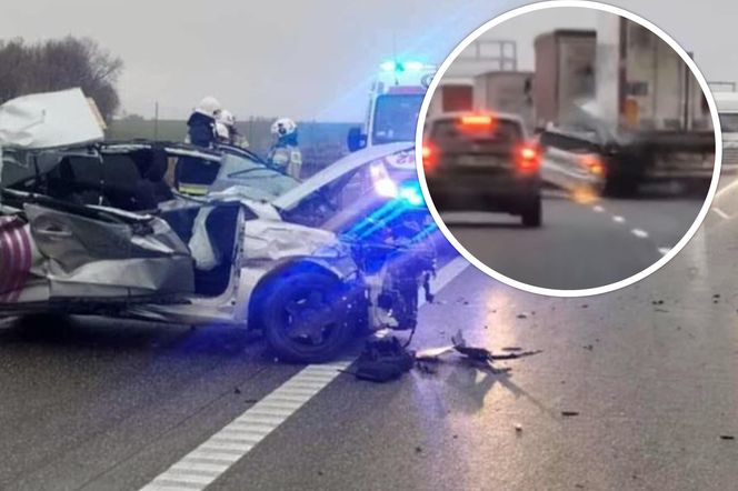 Wypadek na autostradzie A1 w Woźnikach