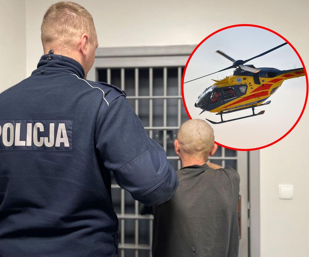 Poddębice. 54-latek podpalił swoją matkę. Kobietę zabrał śmigłowiec