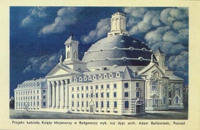 Projekt kościoła powstał w 1924 roku i był wzorowany na rzymskim Panteonie