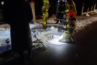 Strażacy uwolnili kota uwięzionego w studzience