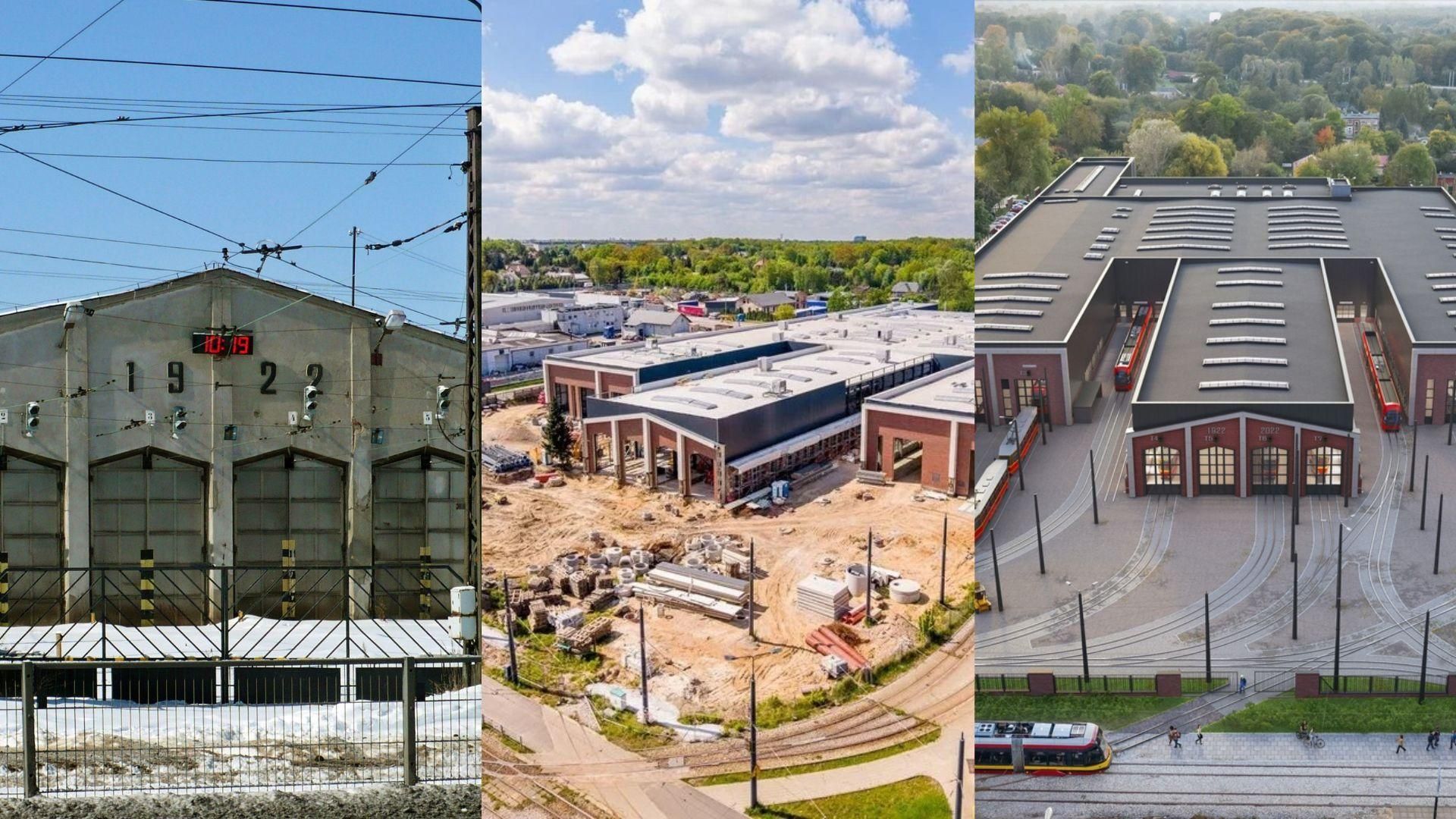 Zajezdnia Helenówek w Łodzi: przed przebudową, w trakcie i po